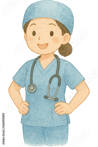 Watercolor Cute Nurses Collection