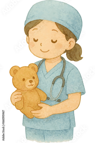 Watercolor Cute Nurses Collection