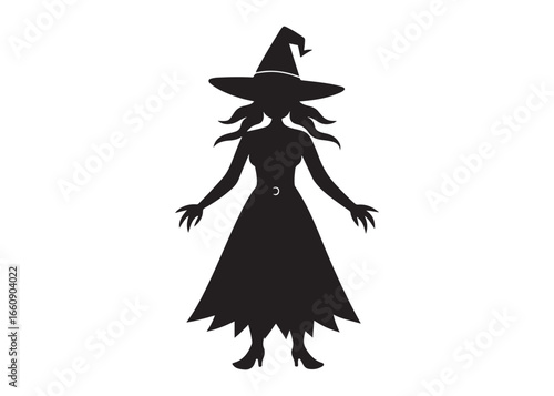 Halloween Witch Silhouette Female Character.