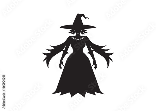 Halloween Witch Silhouette Female Character.