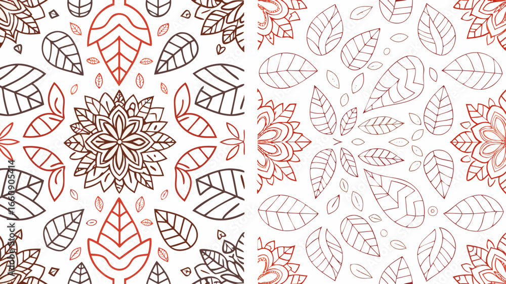 custom made wallpaper toronto digitalFloral and leaf pattern with alternating color schemes and symmetrical design elements in a seamless repeat silhouette