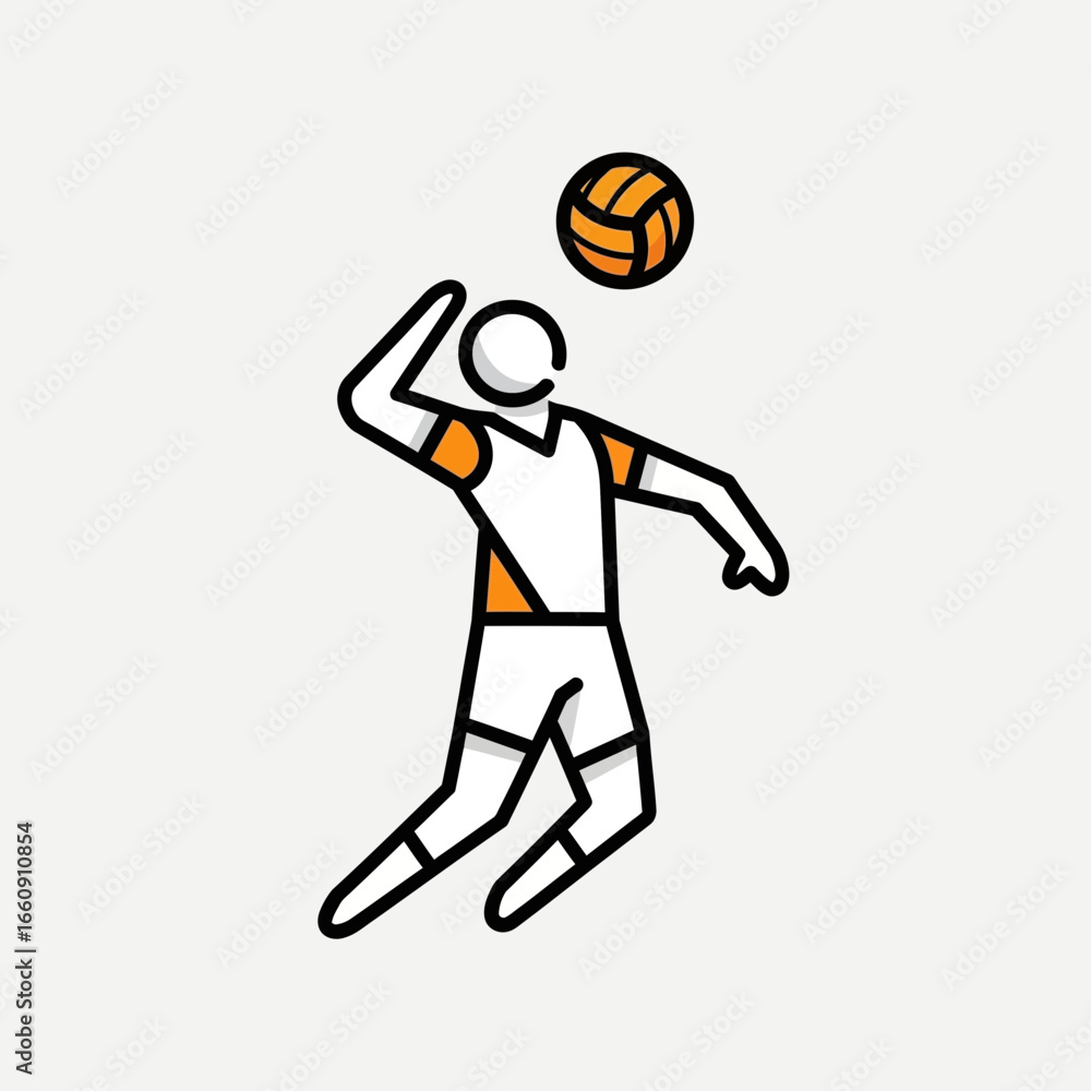 Fototapeta premium Person playing volleyball hitting ball in mid-air.