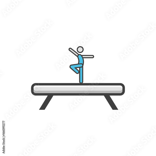 Person balancing on a gymnastics beam.
