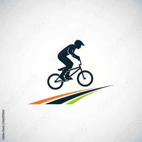 Silhouette of a cyclist performing a trick on a bicycle.