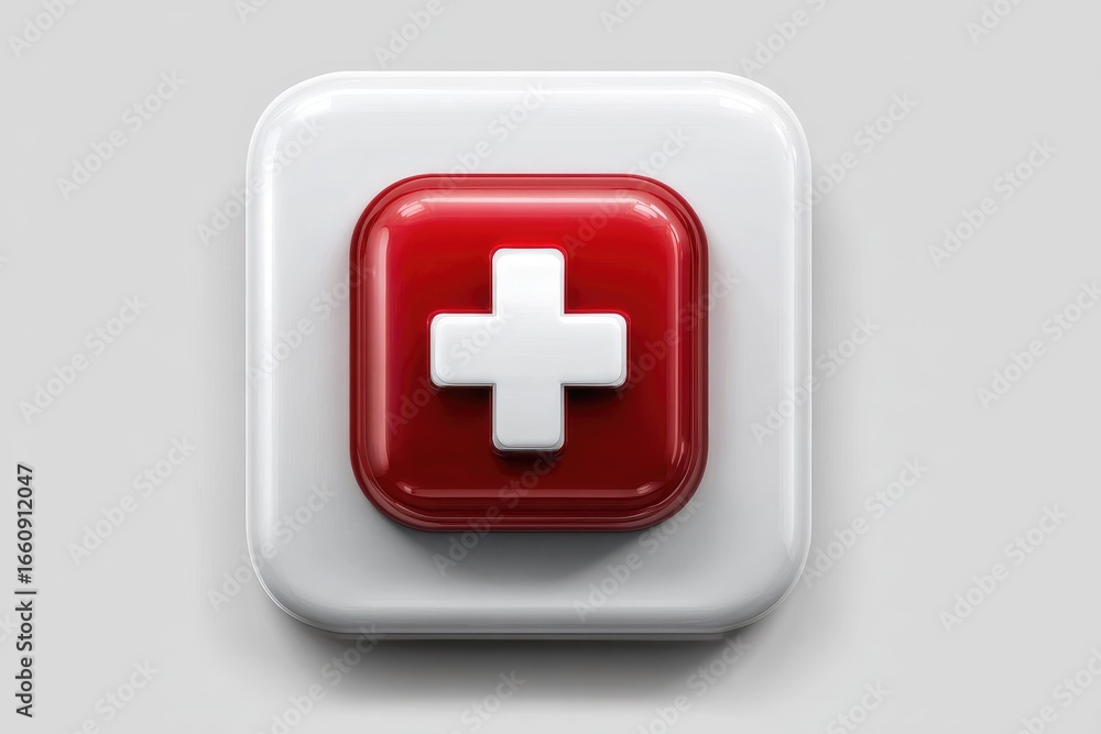 Obraz premium Red cross in glossy square button