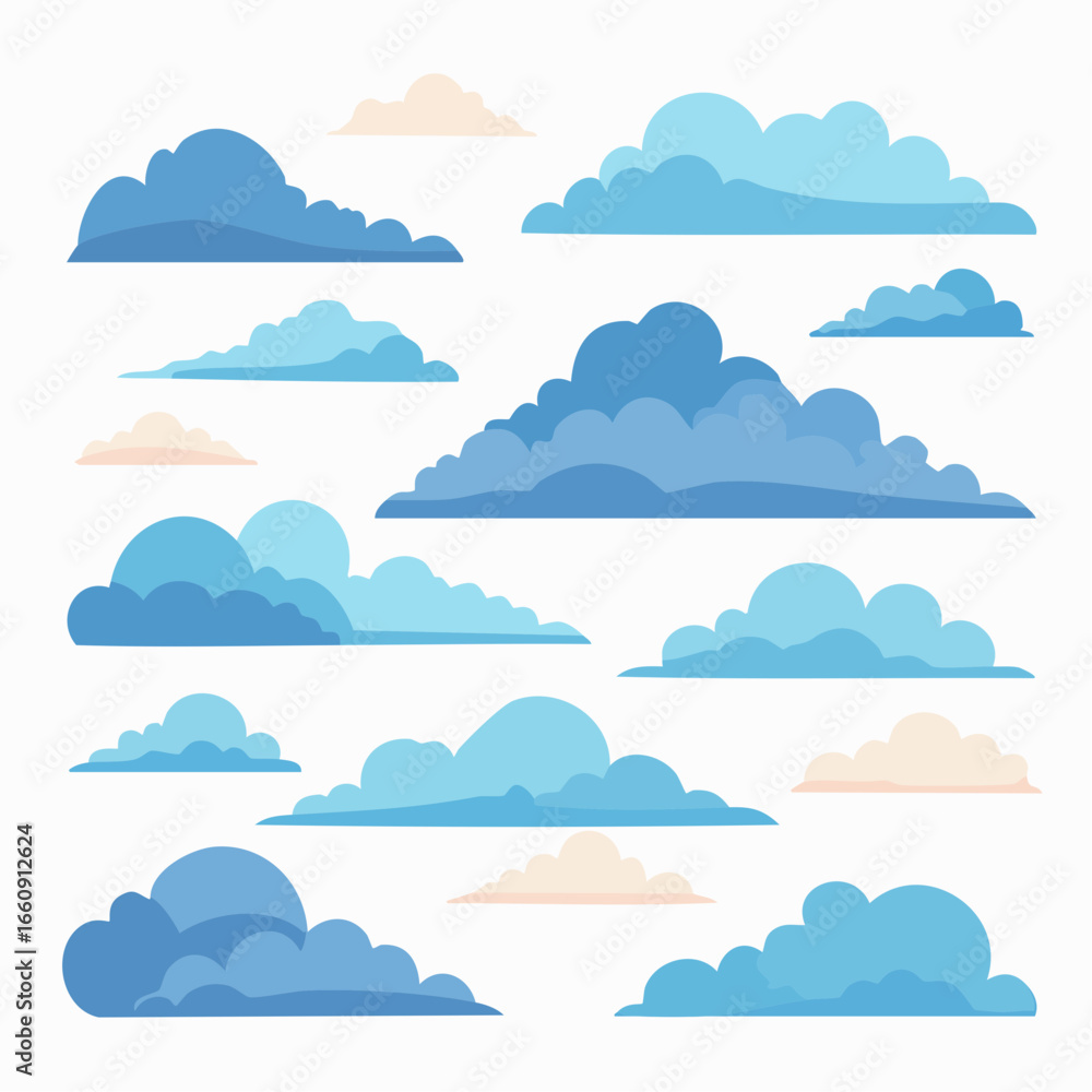 Fototapeta premium Cartoon Clouds Collection: Stylized Sky Elements