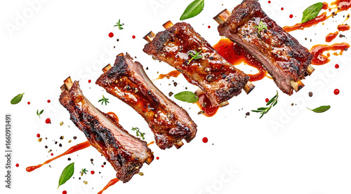 Grilled fire motion: seared meat, flying steak, glowing ember, crisp texture, bold flavor, smoky heat, sizzling crust, flame burst, juicy cut, spice splash, rich char, hot surface, tender center