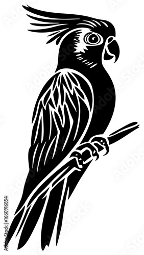 Cockatoo Silhouette with Crest Raised
