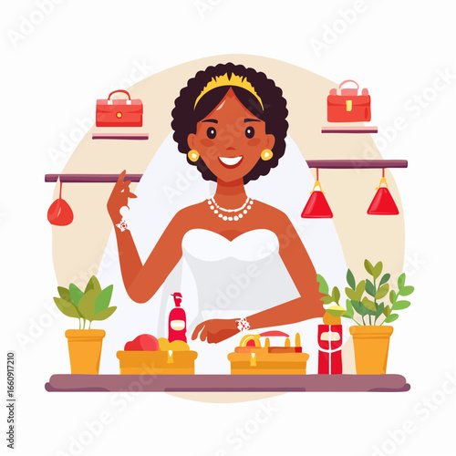 Boutique Saleswoman: Smiling Female Vendor in Retail Setting