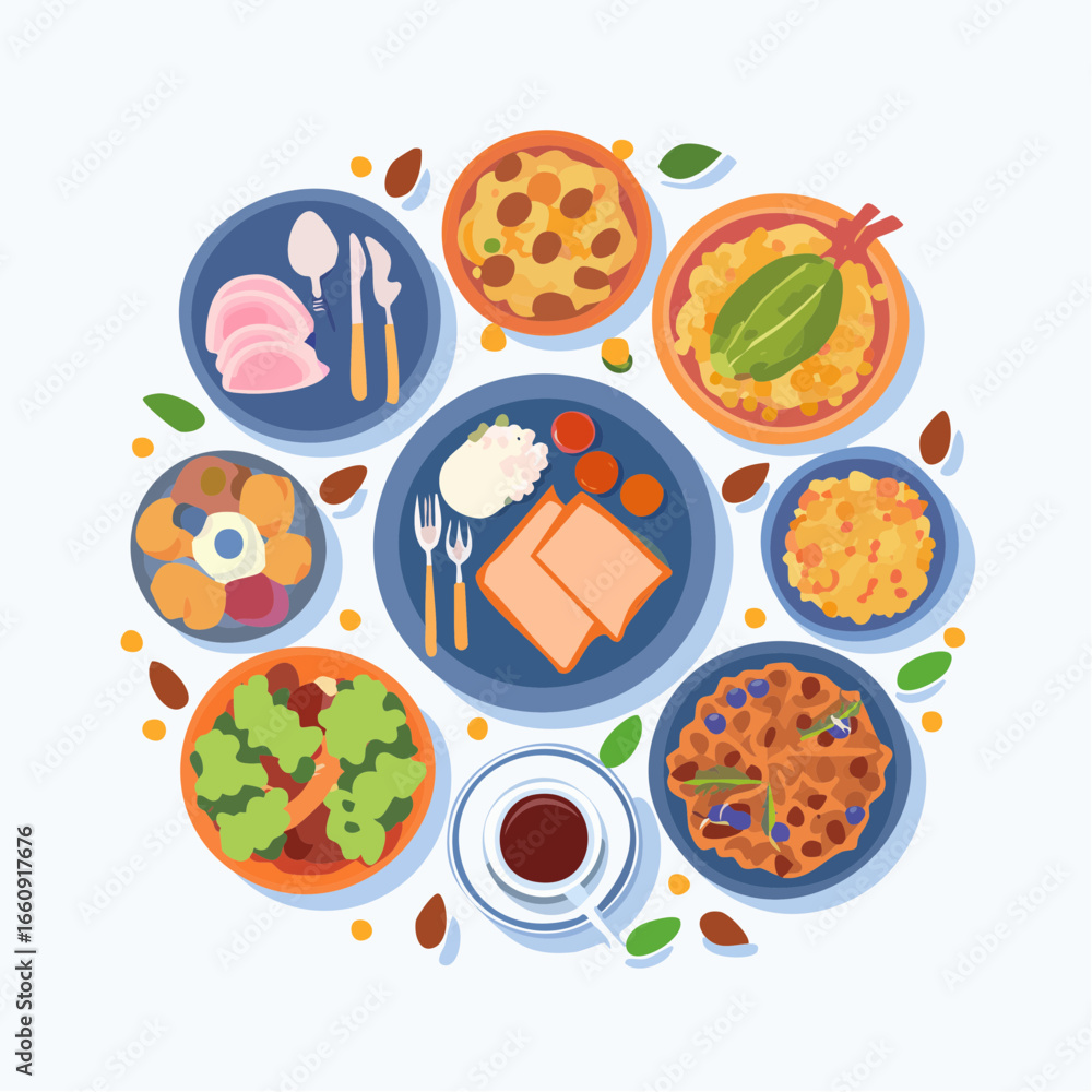 Fototapeta premium Colorful Food Circle: A Culinary Array