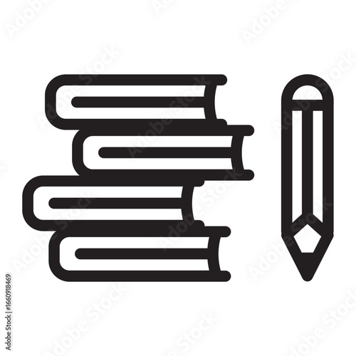 Books and Pencil Study Education Icon
