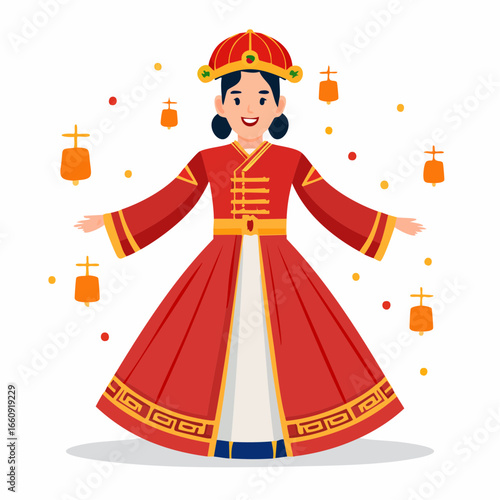 Chinese New Year Festive Celebration: Woman in Traditional Attire