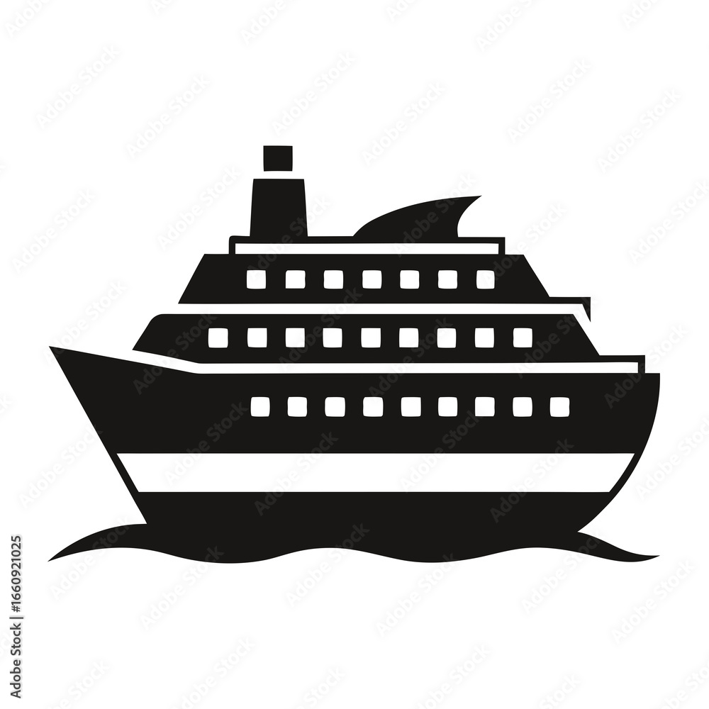 Obraz premium Minimal Cruise Ship Silhouette Vector