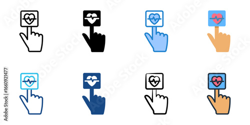 Pulse Oximeter icon set multiple style collection 
