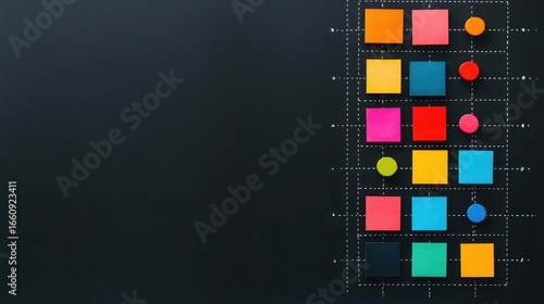 Color calibration chart with vibrant colorful squares on a dark background for digital display testing and accurate color reproduction in photography and design