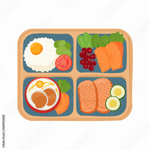 Healthy Bento Box Meal: Balanced Nutrition Illustration