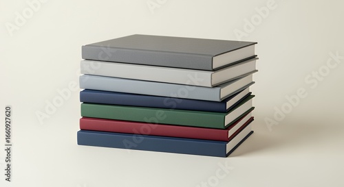 Stack of Colorful Books,  Neatly Arranged on a Table