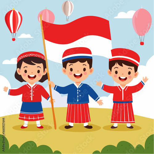Indonesian Independence Day Celebration Cartoon
