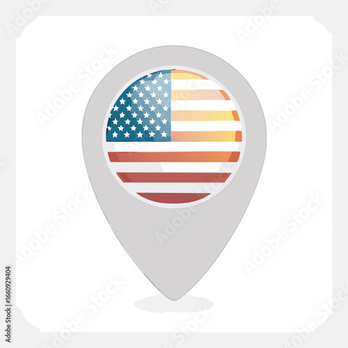 A location marker icon featuring the American flag, indicating a place in the United States.