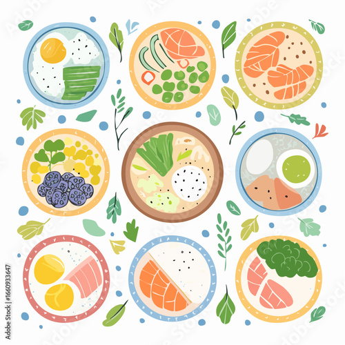 Healthy Bowls: Top-Down Food Illustration