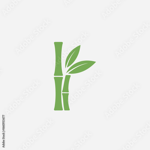 Green bamboo stalks and leaves on a white background.