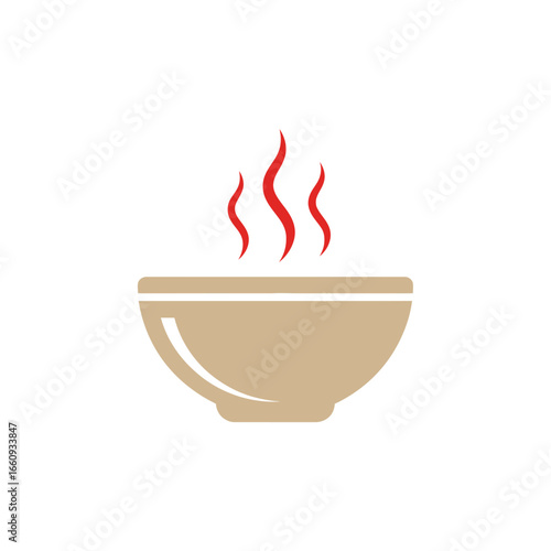 A simple icon of a steaming bowl of food on a white background.