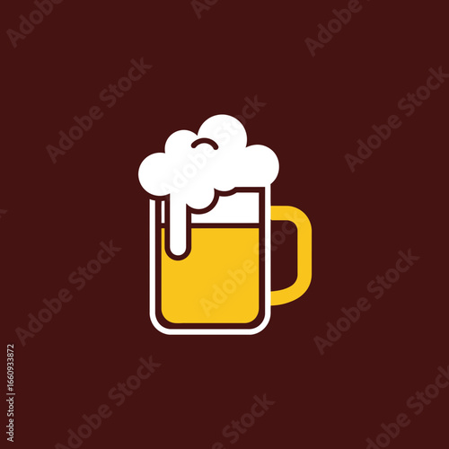 A mug of frothy beer on a dark background.