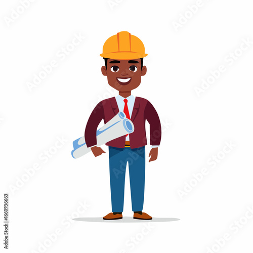 Construction Worker Cartoon Character Illustration