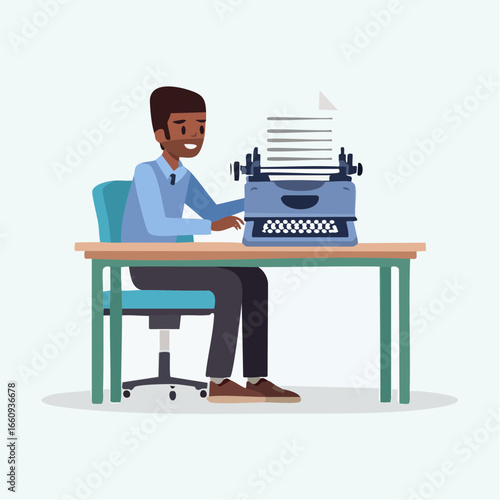 Retro Writer: A Man at a Typewriter