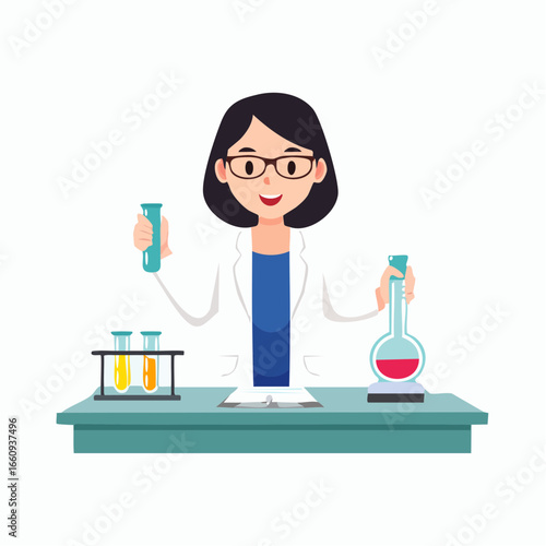 Scientist at Work: Chemical Research Illustration