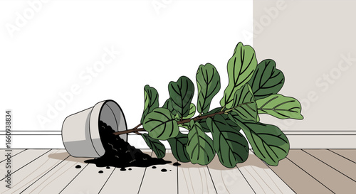 Spilled Fiddle Leaf Fig: Indoor Plant Mishap