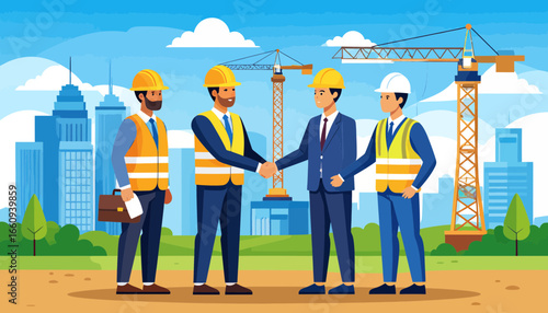 Construction Deal: Teamwork and Agreement on Building Project