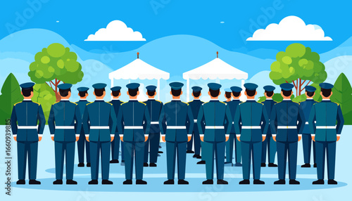 Military Honor Guard Ceremony, Vector Illustration