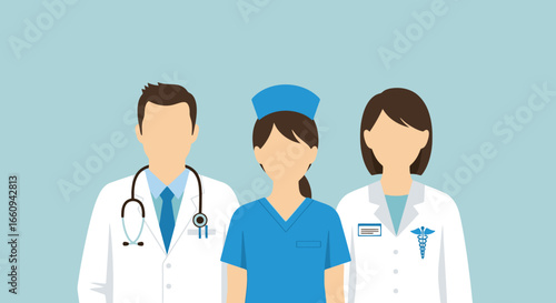 Diverse Medical Team of Doctors and Nurse in Hospital Setting - Healthcare Professionals in Uniform for Medical, Clinical, and Healthcare Industry Use, Medical Staff in Medical Environment