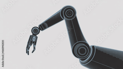 A robotic arm isolated on white background, symbolizing technology, automation, and innovation in industry, showcasing precision and control in engineering