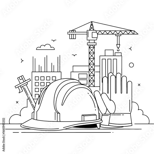 Construction Site Safety Gear and Building Elements