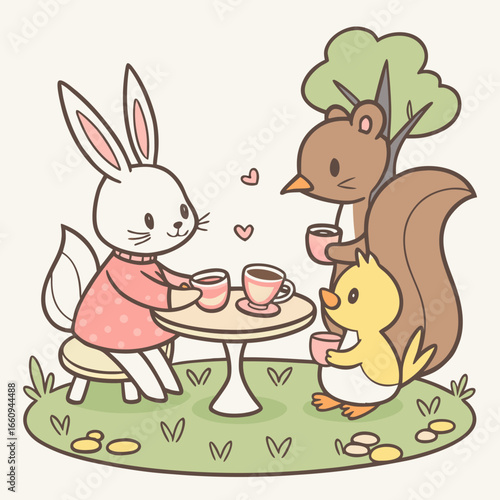 Wallpaper Mural Mini Animal Cafe Cute Storybook Illustration
 Torontodigital.ca