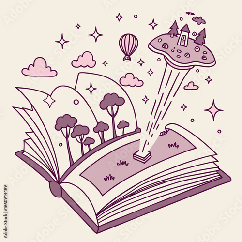 Magic Book Portal Fantasy Vector Concept
