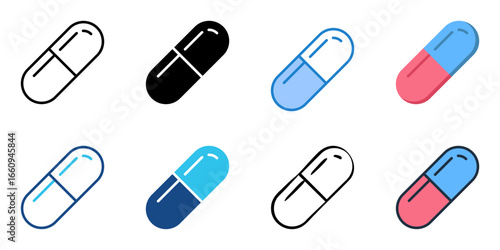 Capsule icon set multiple style collection 
