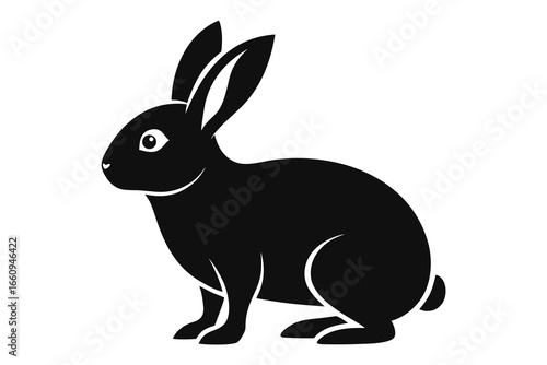 Simple black silhouette of a rabbit sitting