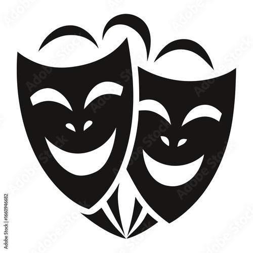 Classic comedy and tragedy theater masks icon