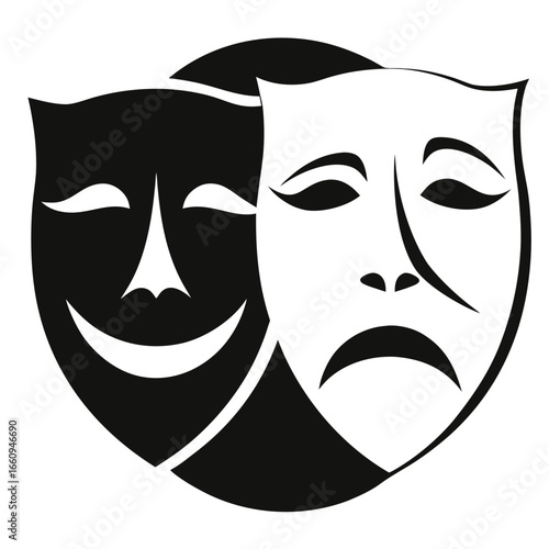 Comedy and tragedy masks symbolizing duality