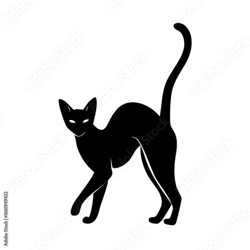 A playful cat silhouette standing on its hind legs.