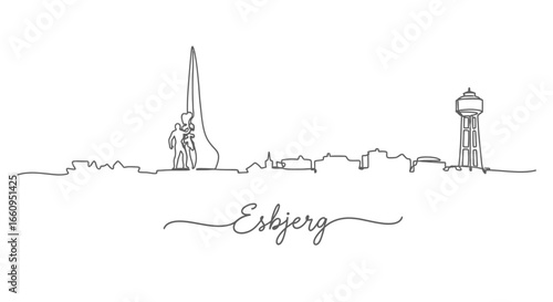 Esbjerg Denmark skyline drawing Minimalist.