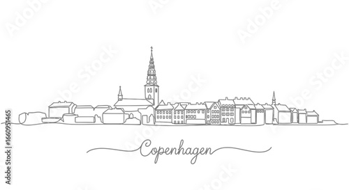 Copenhagen Skyline Line Art Denmark.