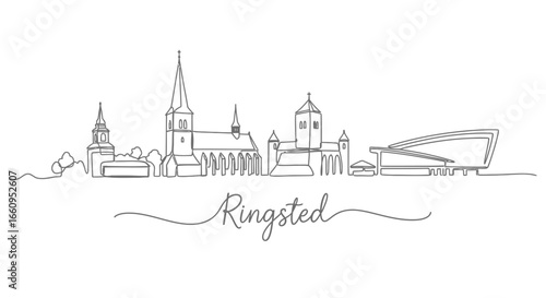 Ringsted Denmark Skyline with Single Line, and Minimal.
