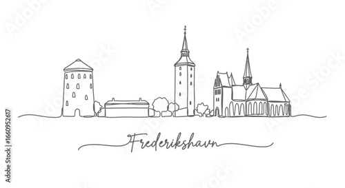 Frederikshavn Skyline Minimal vector art.