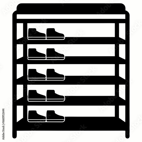 Black Shoe Rack Icon on White