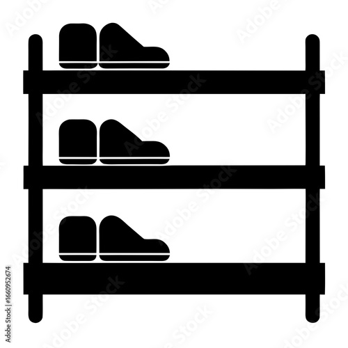 Black Shoe Rack Icon on White