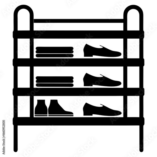 Black Shoe Rack Icon on White